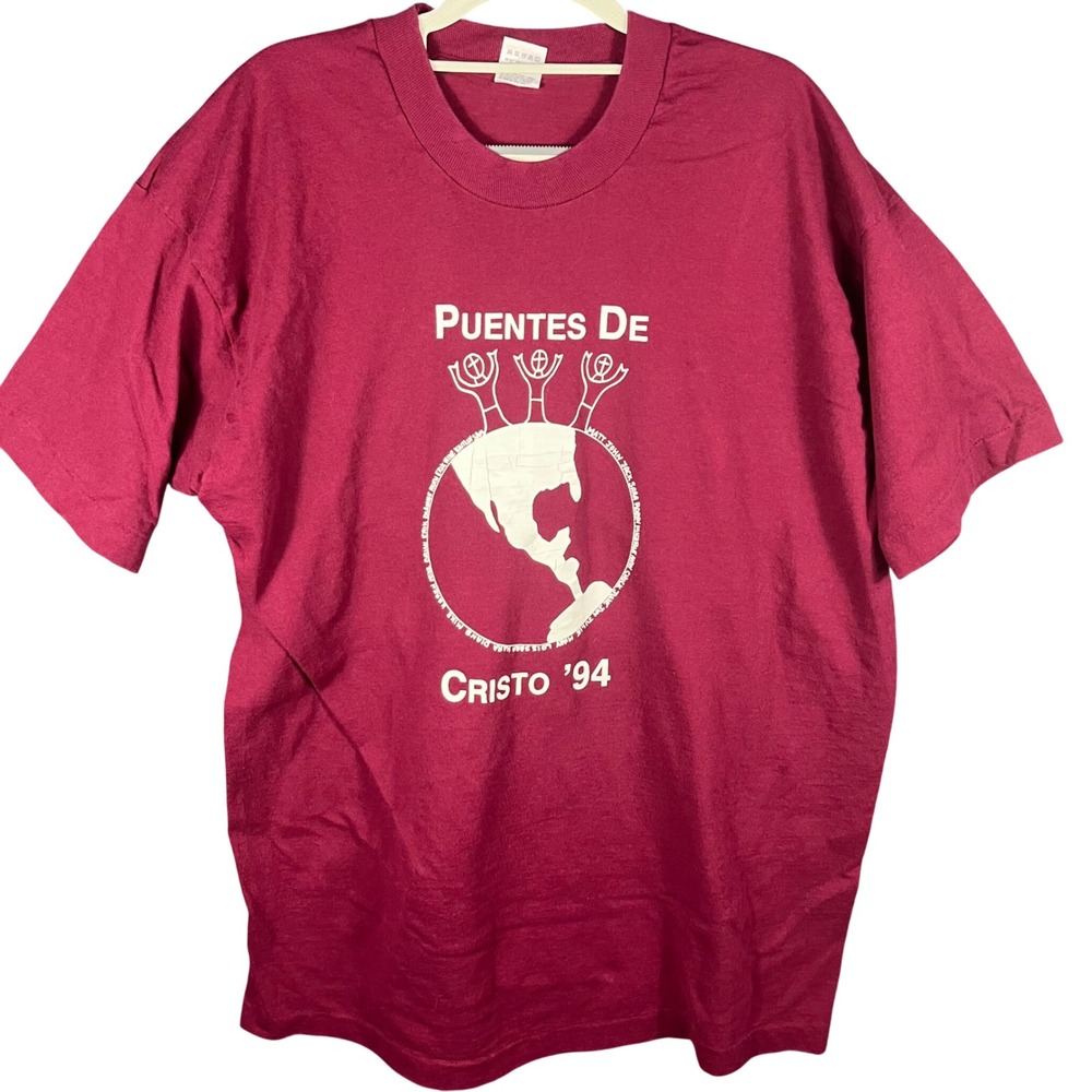 Fruit of the Loom T-Shirt Men XL Maroon Puentes De Cristo 94 Vintage 90s